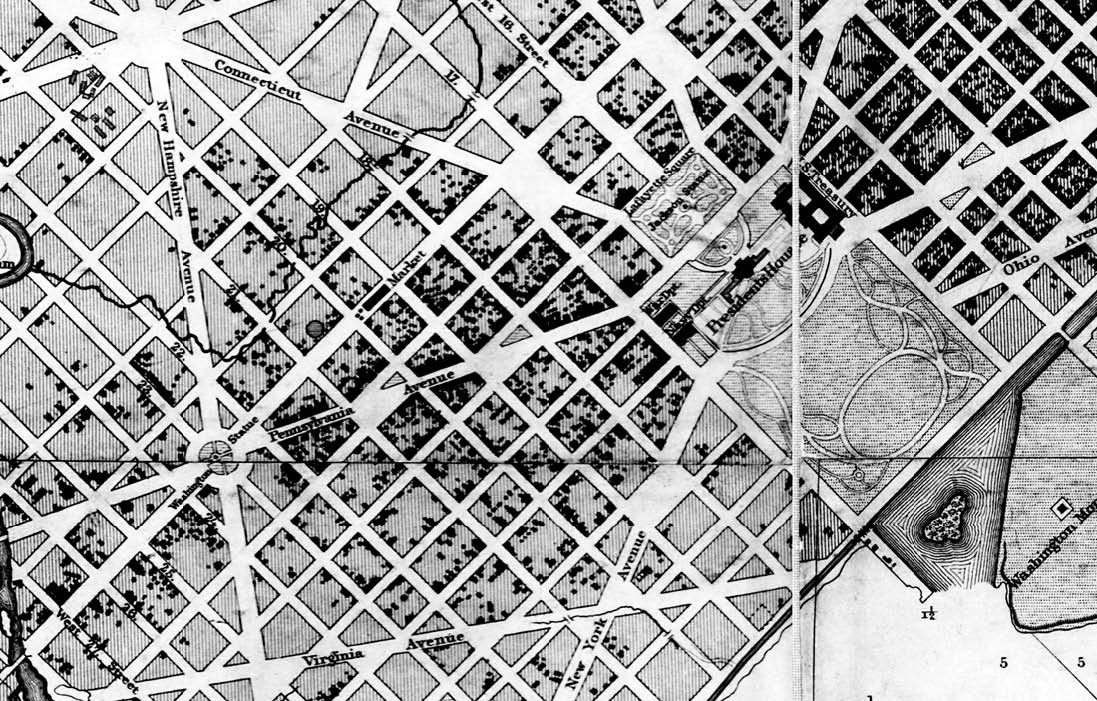 Image showing gaps, creases, and misaligned blocks in the original scanned image of the Boschke map